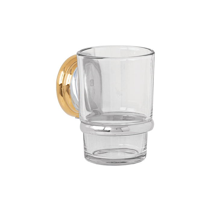 Portavaso cepillero con vaso de vidrio, cromo-oro,FOSET AQUA