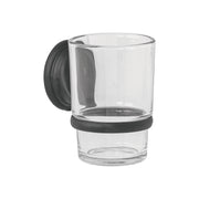 Portavaso cepillero con vaso de vidrio, negro, FOSET AQUA