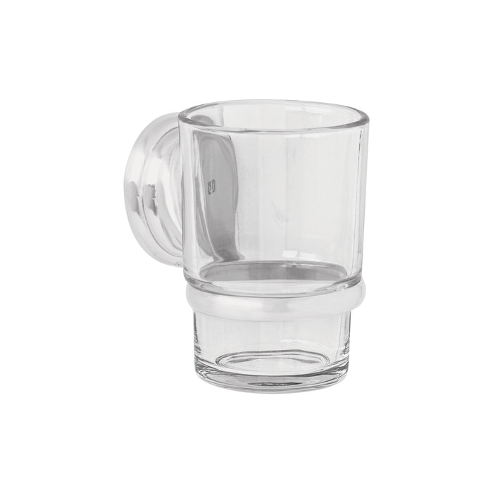Portavaso cepillero con vaso de vidrio, níquel satín, AQUA