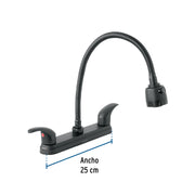 Mezcladora 8' p/fregadero, flexible, palanca, negro, AQUA