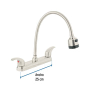 Mezcladora 8' p/fregadero, flexible, palanca, satín, AQUA