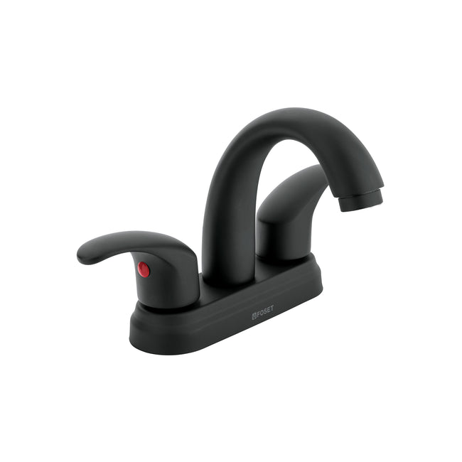 Mezcladora lavabo 4' negro, nariz curva, palanca, AQUA