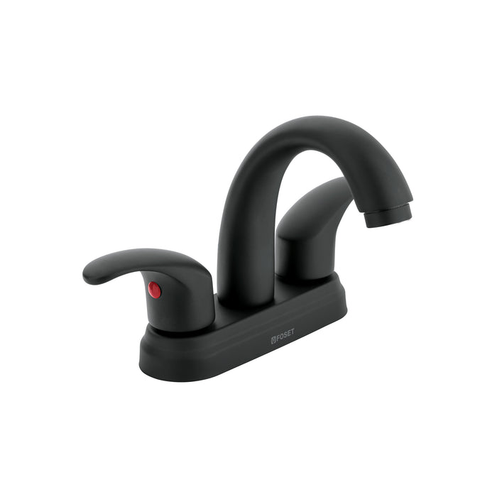 Mezcladora lavabo 4' negro, nariz curva, palanca, AQUA