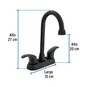 Mezcladora lavabo 4' negro, tipo bar, palanca, AQUA