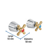 Juego de manerales de cruceta para regadera, cromo oro AQUA