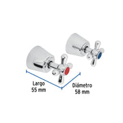 Juego de manerales de cruceta para regadera, cromo, AQUA