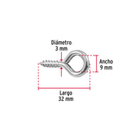 Blíster con 10 armellas cerradas de 18 x 50, FIERO
