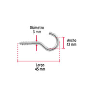 Blíster con 8 armellas abiertas de 19 x 60, FIERO