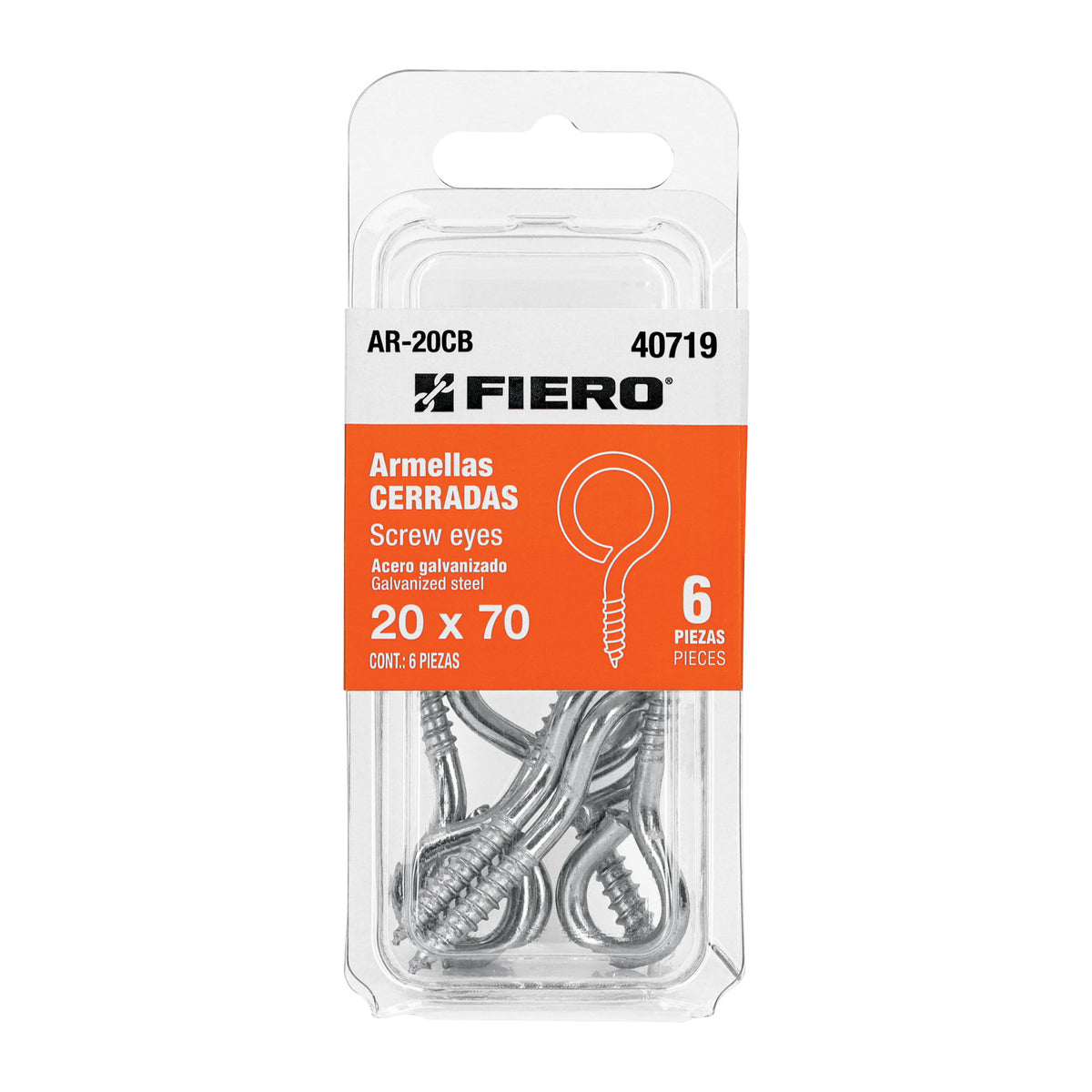 Blíster con 6 armellas cerradas de 20 x 70, FIERO