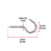 Blíster con 4 armellas abiertas de 21 x 80, FIERO