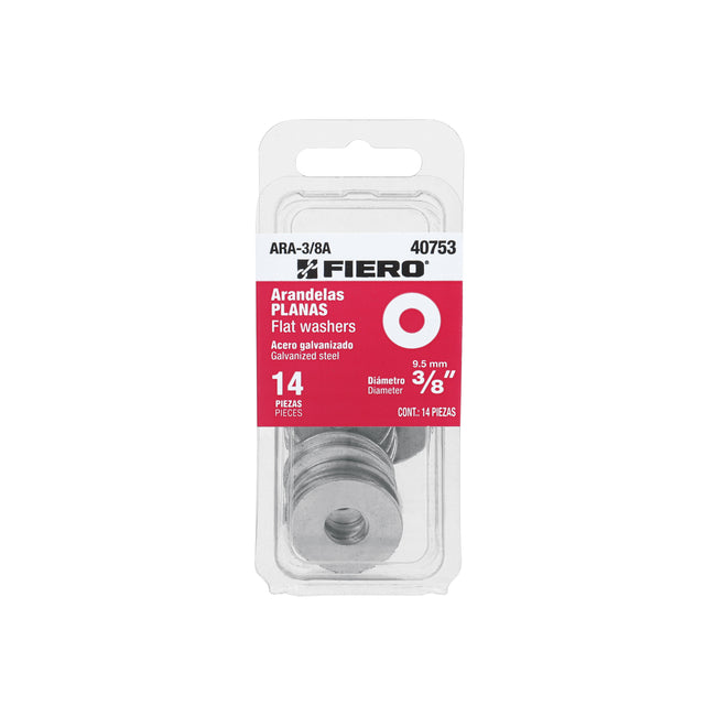 Blíster con 14 arandelas planas de 3/8', FIERO