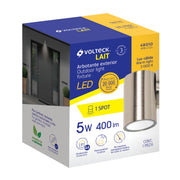 Arbotante LED exterior 5 W 3000K, 1 spot, 6x9 cm, VOLTECK