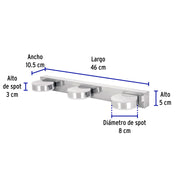 Luminario LED de pared para baño 10W 4000K, 3 spots, VOLTECK