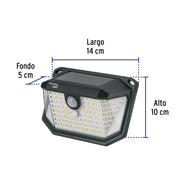 Luminario Solar LED 3W 6500K, sensor de movimiento, VOLTECK