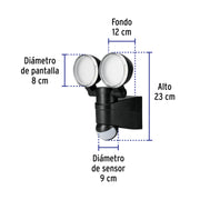 Arbotante LED 12W 4000K con sensor de movimiento, negro
