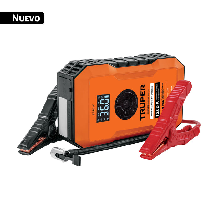 Arrancador de baterías, de litio, inflador,12,000 mAh,TRUPER