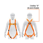 Arnés de cuerpo completo con 3 anillos, ANSI, TRUPER