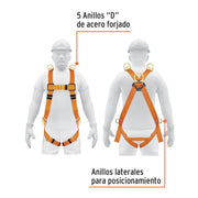 Arnés de cuerpo completo con 5 anillos, ANSI, TRUPER