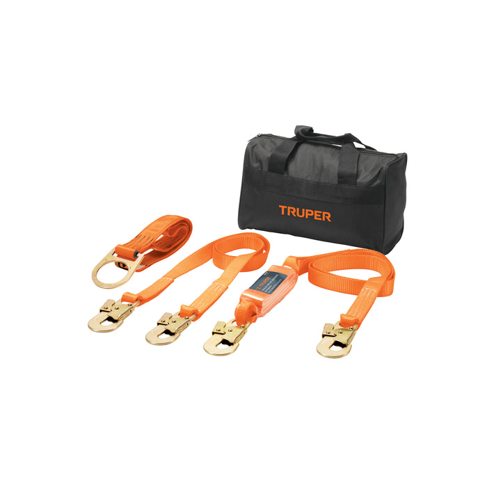 Kit contra caídas con arnés de tres anillos, TRUPER