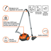 Aspiradora canister 1 L (0.2 gal),1,200 W (1.6 HP), TRUPER
