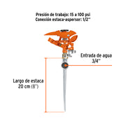 Aspersor metálico 11' una vía, estaca metálica, TRUPER