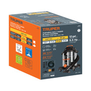 Aspiradora de sólidos y líquidos, 12 gal, acero inox, TRUPER