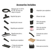 Aspiradora sólidos y líquidos, 16 gal, soplador desmontable