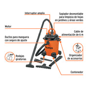 Aspiradora sólidos y líquidos, 5 gal, soplador desmontable