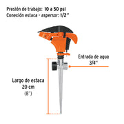 Aspersor plástico 11', dos vías, estaca metálica, TRUPER