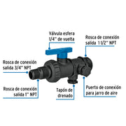 Multiconector polipropileno para tinaco, con válvula, FOSET