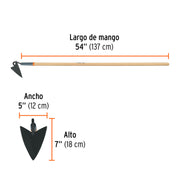 Azadón triangular jardinero, mango de madera 54', TRUPER