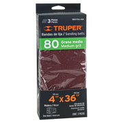 Caja con 3 bandas de lija 4' x 36' grano 80 para PUL-4X6T