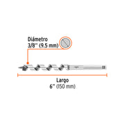 Broca auger tipo berbiquí 1/2' X 6', TRUPER