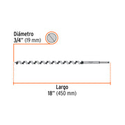 Broca auger tipo berbiquí 3/4' X 18', TRUPER
