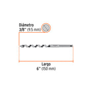 Broca auger tipo berbiquí 3/8' X 6', TRUPER