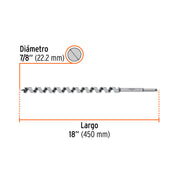 Broca auger tipo berbiquí 7/8' X 18', TRUPER