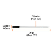 Barra cavadora 1' x 140 cm, escoplo 102 mm, TRUPER