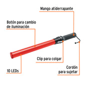 Bastón luminoso de 53 cm con luz LED y clip para cinturón