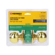 Cerradura esfera cilíndrico, baño, brillante, blíster, BASIC