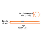 Barreta de punta de 7/8' x 100 cm, escoplo 60 mm, TRUPER