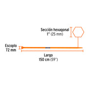 Barreta de punta de 1'x150 cm, escoplo 72 mm, TRUPER