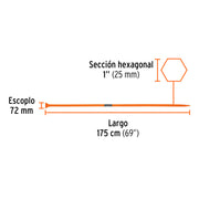 Barreta de punta de 1'x175 cm, escoplo 72 mm, TRUPER