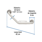 Barra angular con jabonera, acero inoxidable, 42cm, FOSET