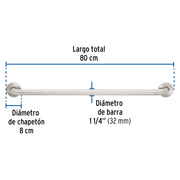 Barra recta de seguridad, acero inoxidable, 80cm, FOSET