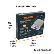 Báscula electrónica de precisión, de bolsillo, 500 g, TRUPER