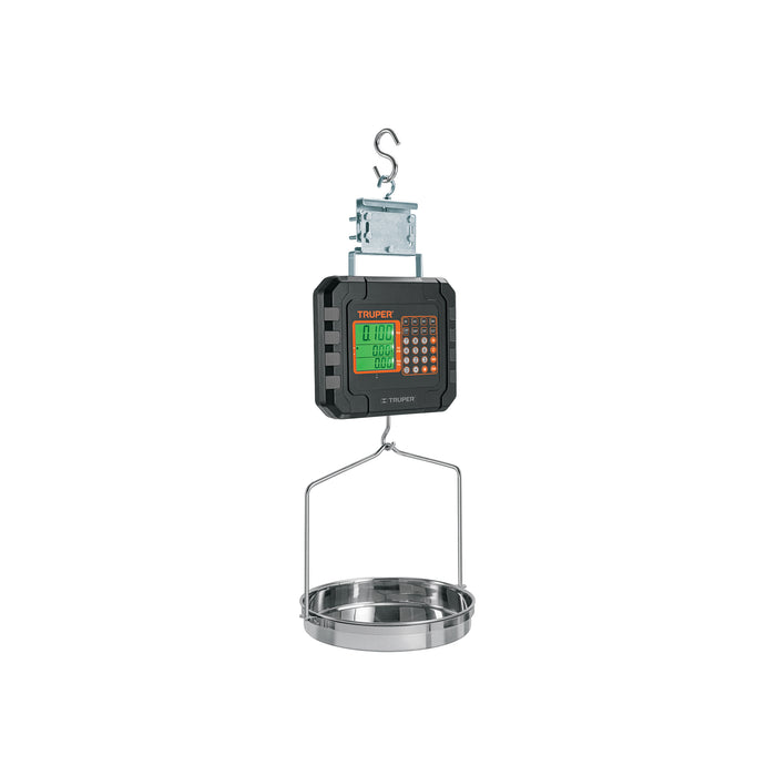 Báscula electrónica colgante, recargable, c/charola, 40 kg