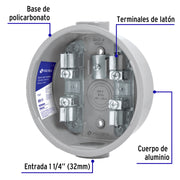 Base para watthorímetro, 4 terminales, VOLTECK