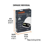 Báscula digital para cocina, plato de vidrio, 5 kg, TRUPER