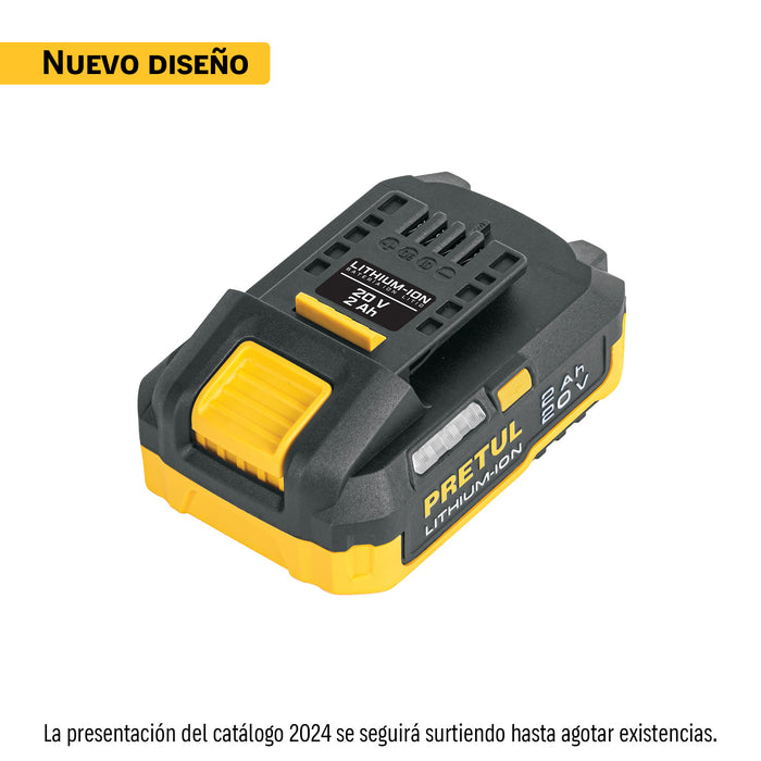Batería ion litio, 20V, 2 Ah, PRETUL