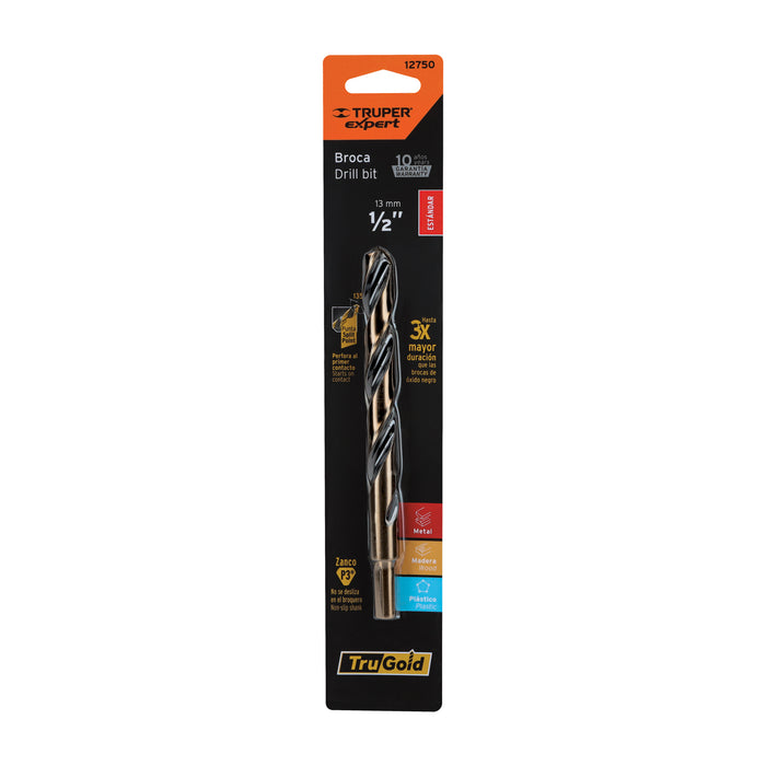 Broca HSS 1/2' Trugold para metal en blíster, EXPERT